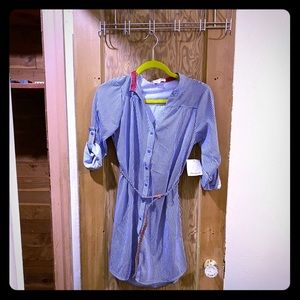 Blue Striped Button Down Dress